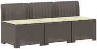 vidaXL 3-zits tuinbank met kussens in rattanlook PP Lichtgrijs