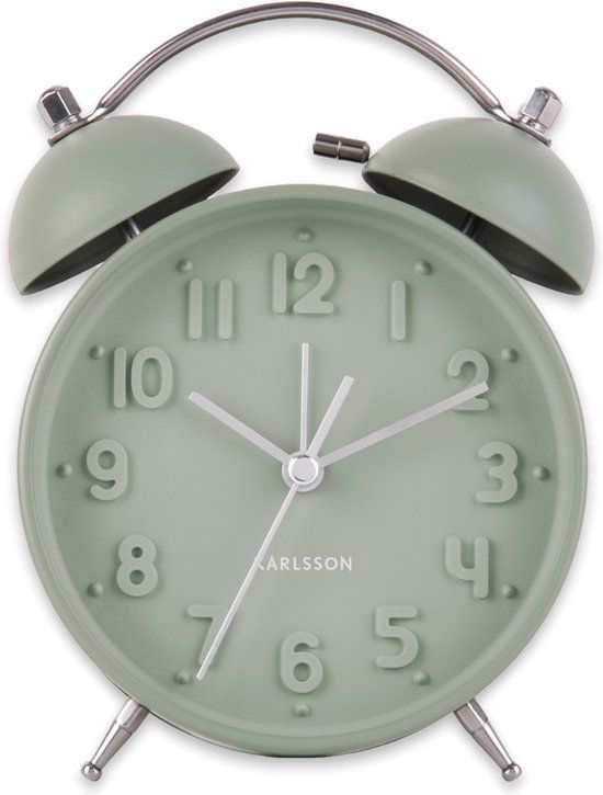 Karlsson Iconic Alarm Clock - Matt Grayed Jade - 11cm - Green