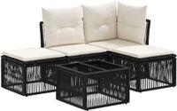 vidaXL Tuinbankenset 5-delig Zwart polyrattan