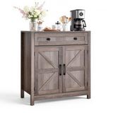 VEVOR Keukenkast, Dressoir met Lade & 2 Schuifdeuren, Buffetkast voor Woonkamer, Eetkamer, Hal, Gang, Keuken, 75x37,5x80 cm, Landelijke Stijl, Grijs