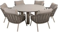 4 Seasons Outdoor Puglia Donato low dining tuinset 160xH69 cm 7 delig keramiek latte Taste 4SO
