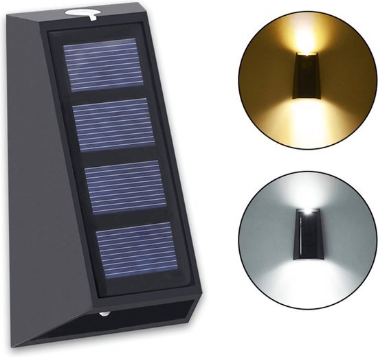 LedKoning Solar wandlamp 'Roxx' - Set van 2 stuks - Warm en koud wit licht - Op zonne-energie