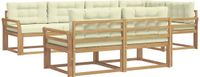 vidaXL Hoek loungeset 7 zitplaatsen Polyester Wit en crèmekleurig
