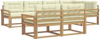 vidaXL Hoek loungeset 7 zitplaatsen Polyester Wit en crèmekleurig