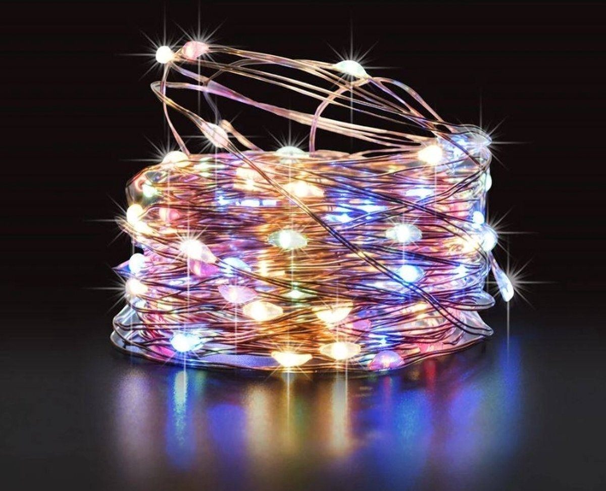 Ariko kerstverlichting - 100 led - 10 meter - RGB kleuren - solar - lichtsnoer - op zonne-energie - IP44