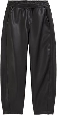 WE Fashion pantalon barrel fit enduit imitation cuir - noir