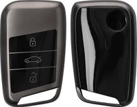kwmobile autosleutel hoesje geschikt voor VW 3-knops autosleutel (alleen Keyless Go) hoes - TPU autosleutel behuizing - Beschermende auto sleutel case - Sleuteletui in mat zwart / zwart