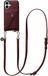 AVY Leren Hoesje geschikt voor Apple iPhone 17 | Met Koord en Magnetische Kaarthouder | Compatibel met MagSafe | Leather Case met 130CM Koord & Wallet | Long Leather | Burgundy