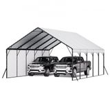 VEVOR Carport, 5,8x7,45 m, Abri de Voiture Métal Robuste, Abri Garage Extérieur avec Cadre Toit en Acier, Parois Latérales Amovibles, Auvent Stockage d'Auto pour Pick-up, Bateau, Camions, Tracteurs