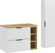 Moderne badkamermeubelset van 80 cm met een artisan-wastafelblad en een hoge kast
