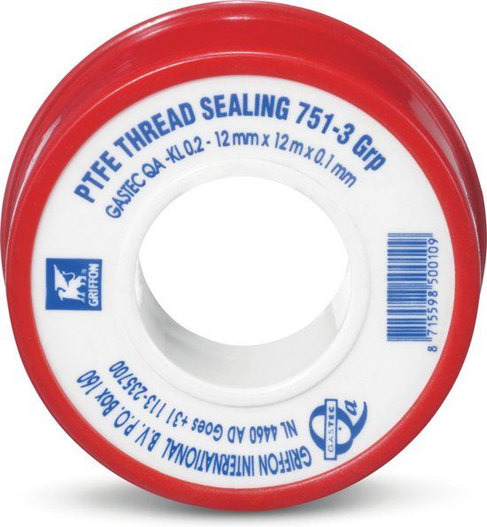 Bison afdichtingstape teflon gas 12 mm x 12 m