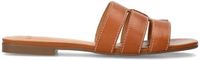 Manfield Dames Cognac Leren Slippers Maat 40