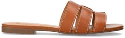 Manfield Dames Cognac Leren Slippers Maat 40