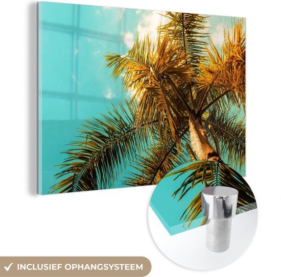 MuchoWow® Glass Painting 60x40 cm - Acrylic Glass Painting - Palm - Summer - Tropical - Photo on Glass - Paintings