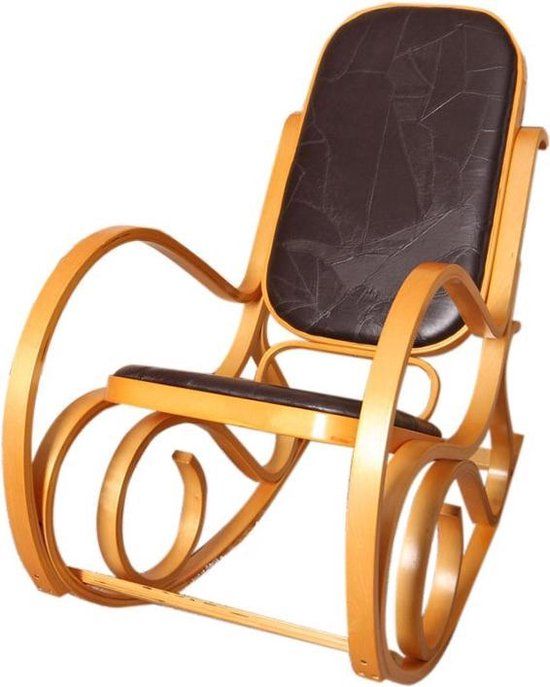 Bol Schommelstoel Eiken (leer bruin)