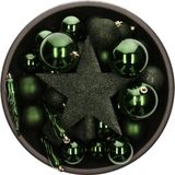 Decoris mélange de boules de Noël - 33 pièces - 5/6/8cm - avec étoile - plastique