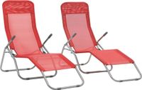 Chaises longues pliantes 2 pcs textile rouge