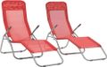 Chaises longues pliantes 2 pcs textile rouge