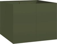 vidaXL Plantenbak - 100x100x80 cm - Staal - Olijfgroen