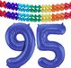 Folat Verjaardag Leeftijd folieballon - 95 jaar - blauw - 86 cm - cijferballon groot - incl 2x feestslingers