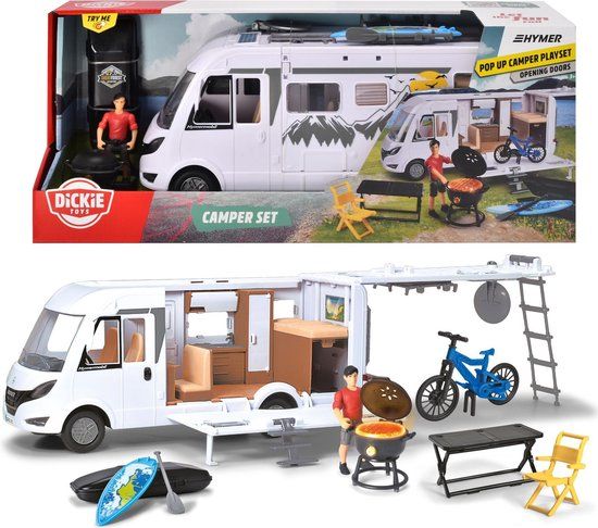 Dickie Toys Hymer Camper - 30 cm - White - Toy Vehicle with Lights