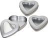 Merkloos The Box Blikken Hartjes vorm opbergblik/bewaarblik met venster - 3x - 13 x 13 x 3 cm - Cadeauverpakking - voorraadblikken - zilver