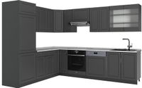 Vicco Hoekkeuken Fame-Line, Anthrazit-Gold Landhaus/Antraciet, 287 x 227 cm, WB Marmer