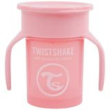 Twistshake 360 Cup Drinkbeker 230 ml met Ergonomische Handgrepen en Bekerdeksel, Lekvrije 360°-Drinkrand Trainingsbeker, Sippy Cup, 6+ Maanden, BPA-Vrij, Pastelroze
