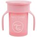 Twistshake 360 Cup Drinkbeker 230 ml met Ergonomische Handgrepen en Bekerdeksel, Lekvrije 360°-Drinkrand Trainingsbeker, Sippy Cup, 6+ Maanden, BPA-Vrij, Pastelroze
