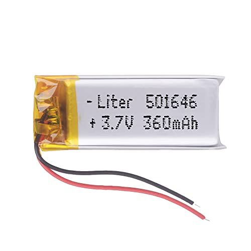 Liter energy battery Batterij 501646 LiPo 3.7V 360mAh 1.332Wh 1S 5C voor Elektronica Oplaadbare draagbare telefoon video led licht GPS - Niet geschikt voor Radiobesturing 48x16x5mm (360mAh|501646)