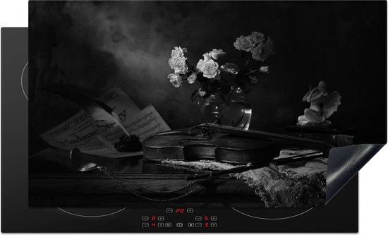 KitchenYeah® Inductie beschermer 91.6x52.7 cm - Krant - Stilleven - Viool - Inductie kookplaat accessoire