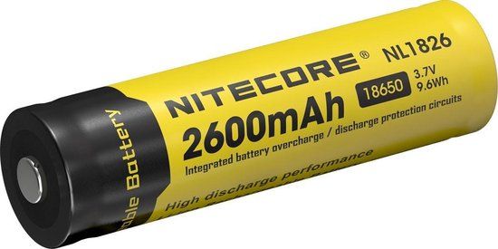 Nitecore 18650 2600mAh Oplaadbare Li-Ion Batterij - NL1826