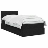 vidaXL - Lit de rangement LED avec matelas - Noir - 90 x 190 cm - Tissu