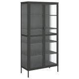 vidaXL Hoge kast, zwart, 85x40x180 cm, glas en staal