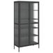 vidaXL Hoge kast, zwart, 85x40x180 cm, glas en staal