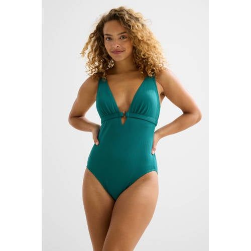 BEACHWAVE corrigerend badpak met textuur groen