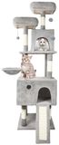 StarTech Kartonnen kraboom/klimboom - Kattentoren met huisje - 5 niveaus - Hangmat, ladder en ligplaatsen - Hout - 48x48x162 cm, type 4