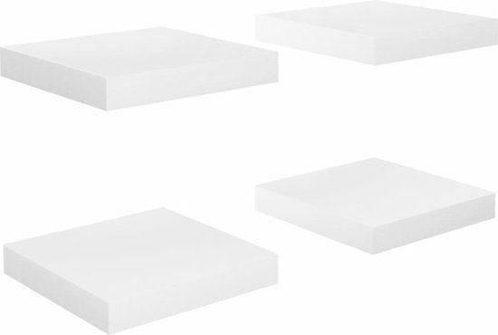 vidaXL Wandschappen zwevend 4 st 23x23,5x3,8 cm MDF hoogglans wit