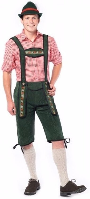 partychimp Oktoberfest - Voordelige groene lange lederhose voor heren 50 M