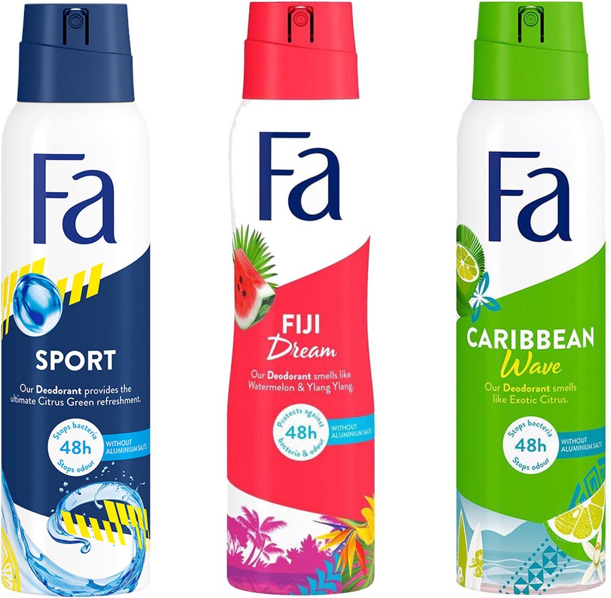 Fa Deodorant Mix Pakket - 1x Sport - 1x Fiji - 1x Caribbean