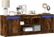 Maison Exclusive - Meuble TV avec éclairage LED, chêne fumé, 139,5 x 34 x 50 cm