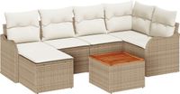 vidaXL Tuinbank Set 7-delig Beige/Crème Polyrotan