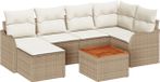 vidaXL Tuinbank Set 7-delig Beige/Crème Polyrotan