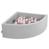 KiddyMoon Quartel Ecking Ballenbad, 90 x 30 cm, 200 ballen met een diameter van 7 cm, speelbad, made in EU, lichtgrijs: parelgrijs/grijs/transparant/roze