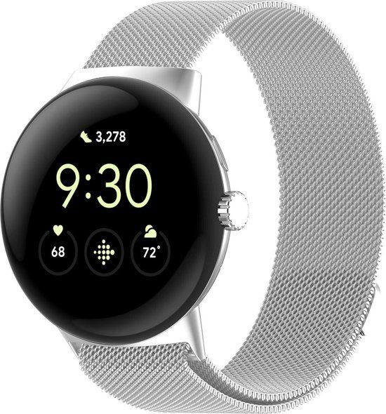 Strap-it Milanees bandje - geschikt voor Google Pixel Watch 1/2 - Milanese band met magneetsluiting voor Pixel Watch (zilver)