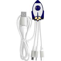 YELLO KOKO Andy USB-A naar USB-C/Micro/Light mobiele telefoon kabel 15 cm Rocket Wit