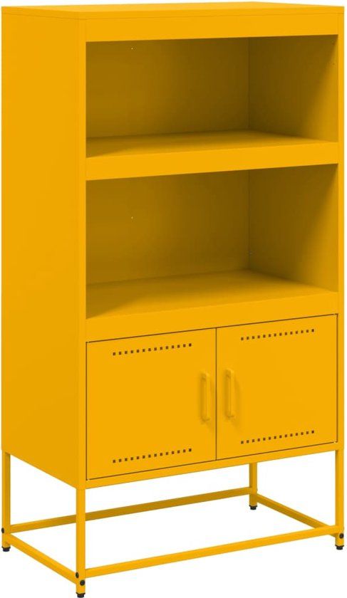vidaXL Hoge kast 68,5x38,5x123,5 cm staal mosterdgeel