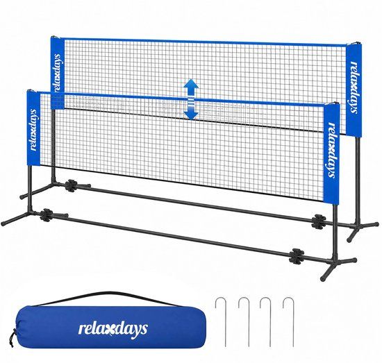 Merkloos / Sans marque Relaxdays Badmintonnet - 4 m - Blauw en Zwart