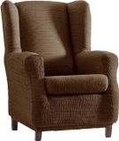 ECOMMERC3 Elastische Jacquard Vleugelstoelhoes - Bruin