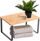 MSV étagère/banc de salle de bain - 30 x 20 x 16 cm - métal/bois de bambou